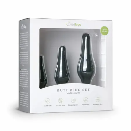 EasyToys Anal Training Set - 3 Size Silicone Model, Black