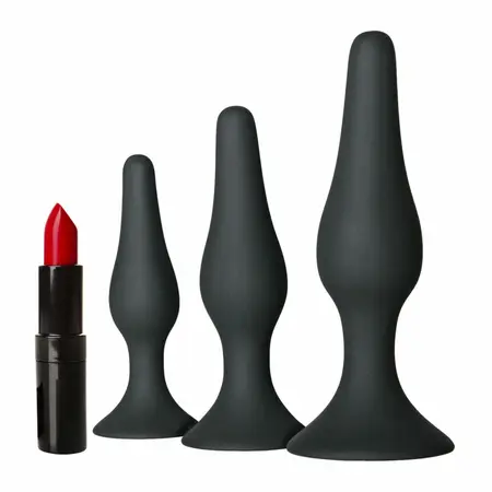 EasyToys Anal Training Set - 3 Size Silicone Model, Black
