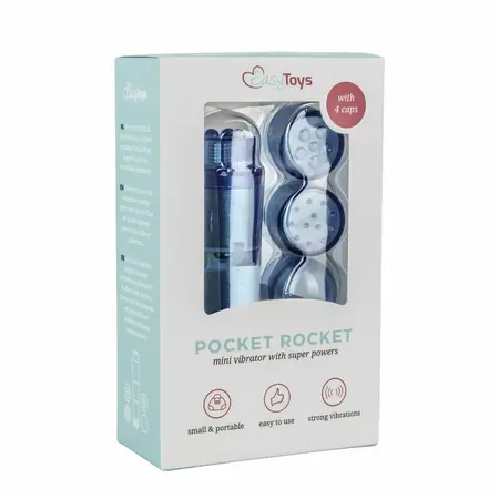 EasyToys Pocket Rocket Blue - Compact Multi-Attachment Massager
