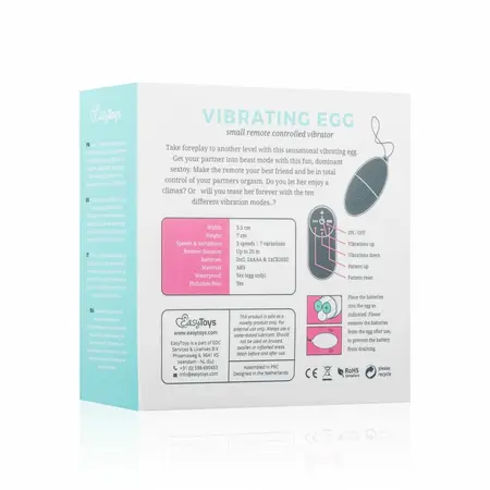 EasyToys Vibrating Egg Pink Remote Control 10-Mode Waterproof 8718627521946