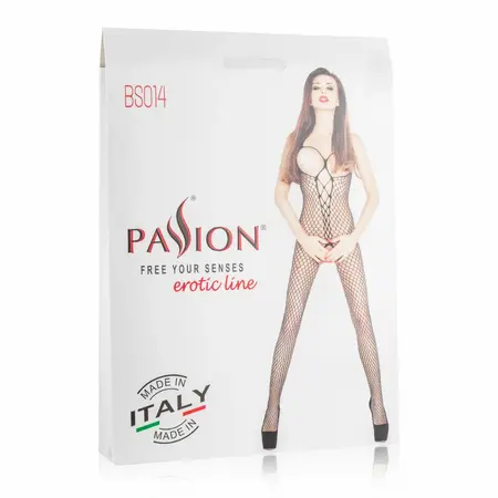 Cottelli Collection Bodystocking Black Mesh with Lace Open Top Sides S/M