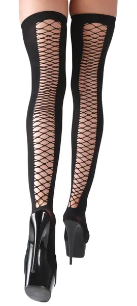 Cottelli LEGWARE Thigh-High Stockings S/M Black Opaque Net Back Seam