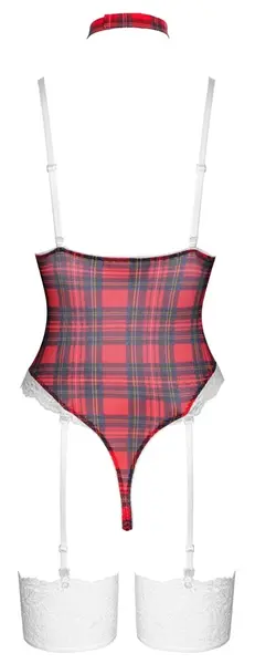 Cottelli Lingerie Plaid Body XL with Adjustable Garters & Choker