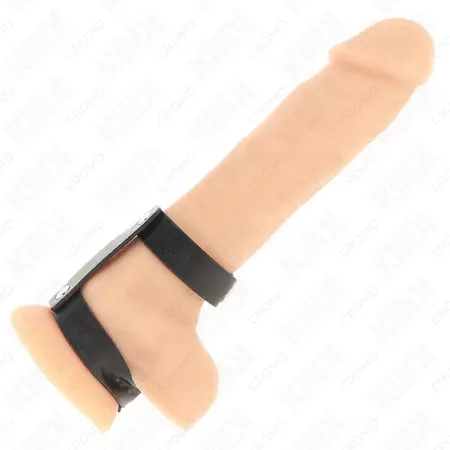 KINK Adjustable Double Leather Ring - Precision Fit, Black, Universal Size