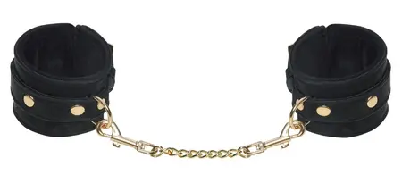 Bad Kitty Velvet Adjustable Handcuffs Black with Gold Details