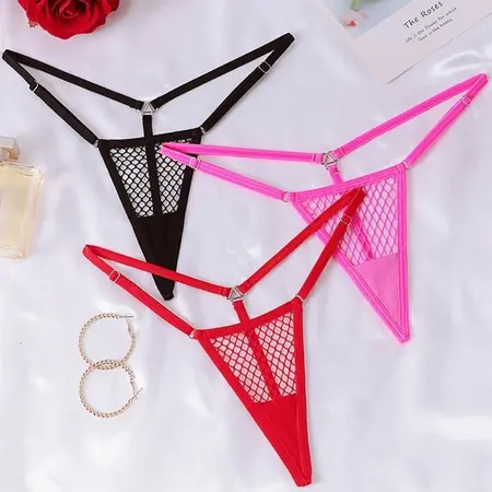Chilirose CR 4856 Micro Mesh Thong Black L/XL - Adjustable Minimalist Design