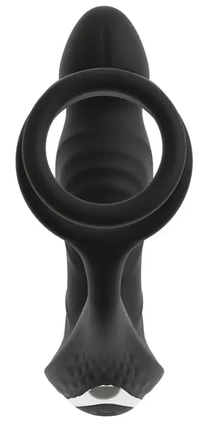 Rebel RC Vibrating Plug with Moving Rings & Nodding Tip, Black, 14.5cm
