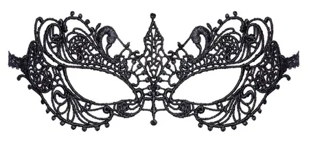 Cottelli Accessoires Black Embroidered Mask with Eye Openings, Adjustable Fit