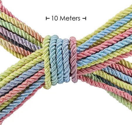 Loving Joy Polyester Bondage Rope 10m Multicolor Pastel - Soft & Durable