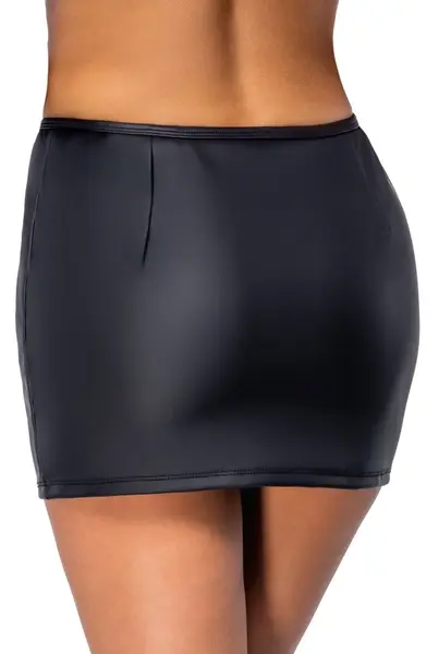 Cottelli Collection PARTY Skirt Black L - Matte Look with Rhinestone Zip
