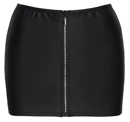 Cottelli PARTY Mini Skirt Black Matte with Rhinestone Front Zip M