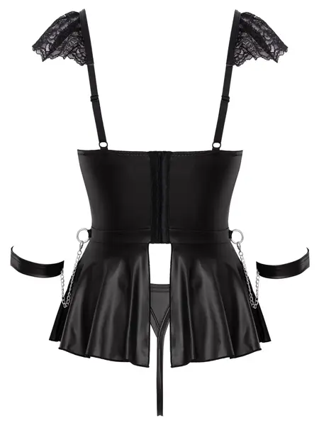 Cottelli Bondage Babydoll Set L, Lace & Matte, Adjustable, Black