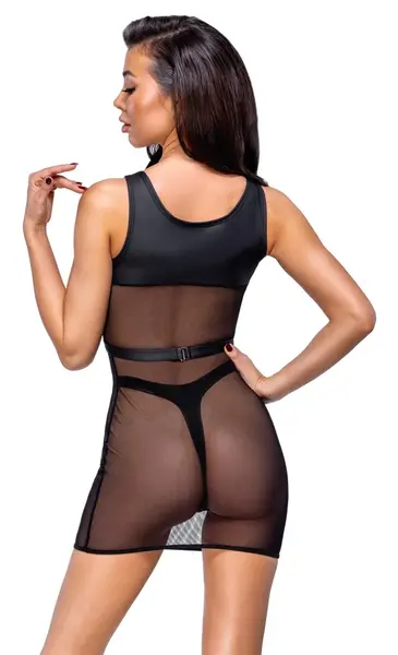 Cottelli PARTY Mini Dress & Matte Harness with Thong XL Black Set