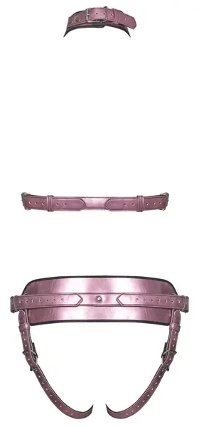 Bad Kitty Harness Set L/XL Metallic Rose - Adjustable Chest & Jock System