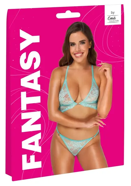 Cottelli Fantasy Lace Lingerie Set Mint L/XL - Soft Floral Lace & Adjustable Straps