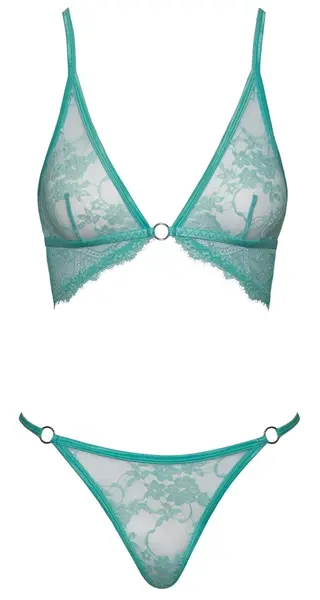 Cottelli Fantasy Lace Lingerie Set Mint L/XL - Soft Floral Lace & Adjustable Straps