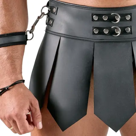 Svenjoyment Bondage Gladiator Set S - Chest Harness & Skirt, Black Matte