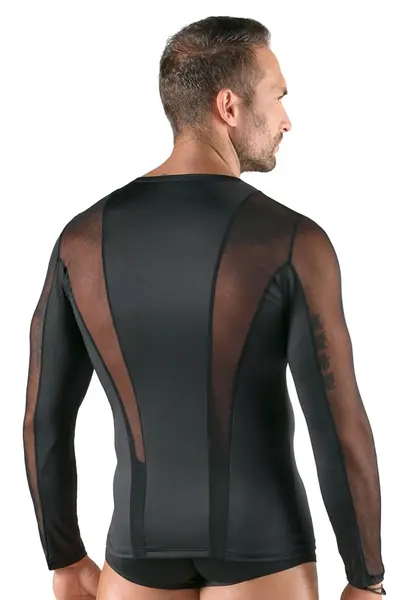 Svenjoyment Men's Shirt Long Sleeve Black Net Inserts Size L