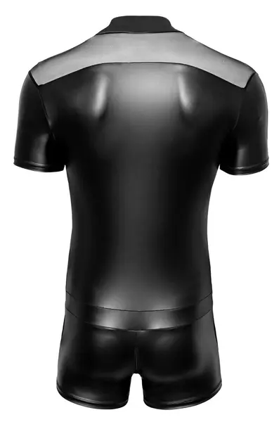 Svenjoyment Men's Fitted Black Playsuit XL with 3-Way Zip & Powernet Panels