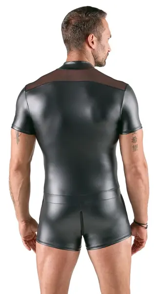 Svenjoyment Men's Black Powernet Playsuit L with 3-Way Zipper