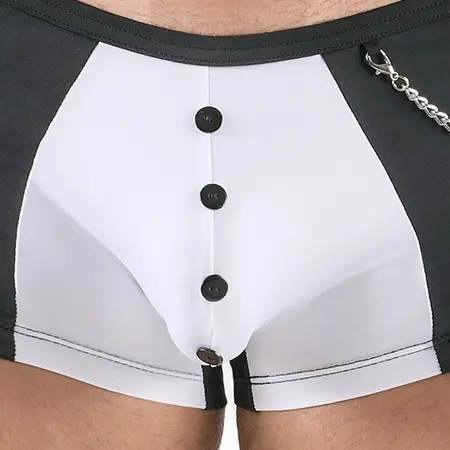 Svenjoyment Waiter-Style Men's Stretch Pants, Black & White, Size S