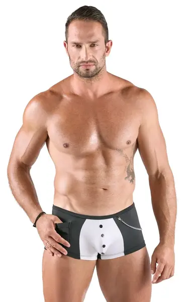 Svenjoyment Waiter-Style Men's Stretch Pants, Black & White, Size S