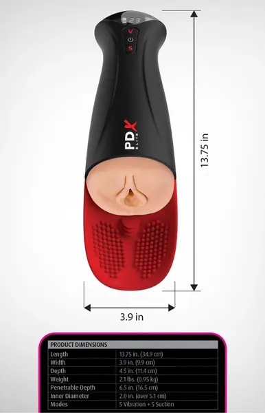 PDX Elite Fuck-O-Matic Pro XL Light Intimate Machine, Large Size, USB