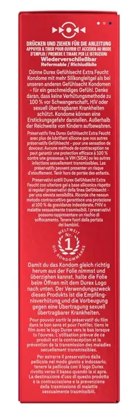 Durex Gefuhlsecht XtraFeucht 10pcs Anatomical Extra Lubricated Condoms