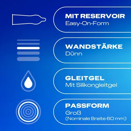 Durex Gefuhlsecht Extra Gross XXL 10 pcs - Large Anatomical Condoms 60mm