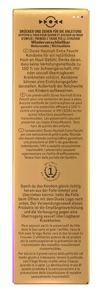 Durex Hautnah Extra Moisture 10 pcs Anatomical Latex Condoms 56mm