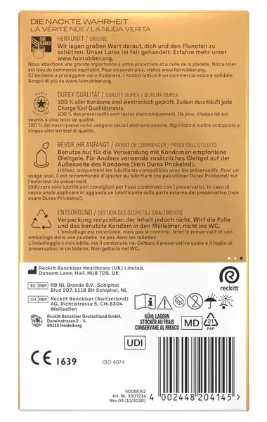 Durex Hautnah Ultra-Thin Anatomical Condoms 10-Pack 56mm