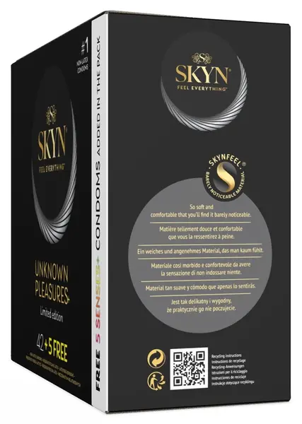 SKYN Unknown Pleasures Assorted Latex-Free Condom Set 42+5 Free, 53 mm