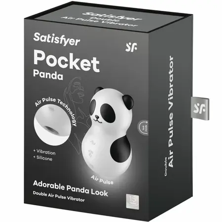 Satisfyer Pocket Panda Air Pulse & Vibration Device Black-White Compact