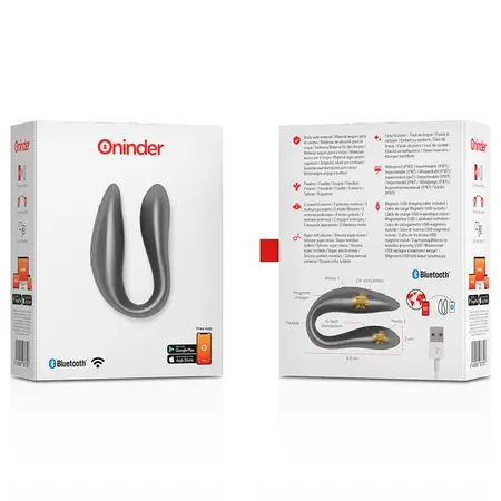 Oninder Lisboa Black Dual Motor App-Controlled Intimate Device, Waterproof