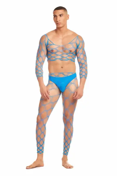 RAINBOW PARTY Future Mode 3-Piece Set Blue L/XL - Vibrant Mesh Design