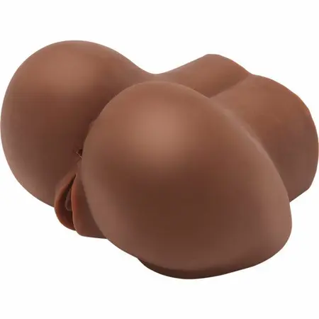 Big Ass мастурбатор с два отвора и вибратор, TPR, кафяв, 21 см