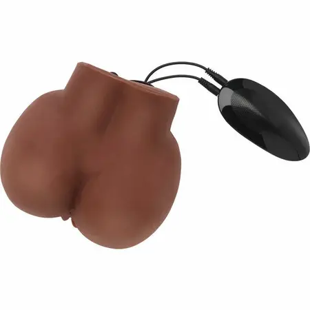 Big Ass мастурбатор с два отвора и вибратор, TPR, кафяв, 21 см