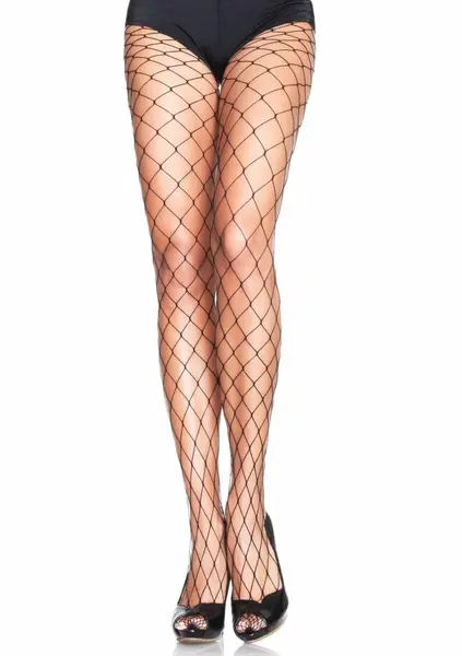 Leg Avenue Fence Net Pantyhose Black - Bold Mesh Design, One Size