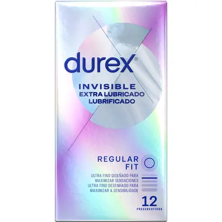 Durex Invisible Extra Lubricated 12 pcs - Ultra-Thin, Enhanced Comfort