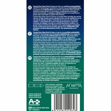 Control Nonstop Dots & Lines Latex Condoms 12 pcs Anatomical Fit 53mm