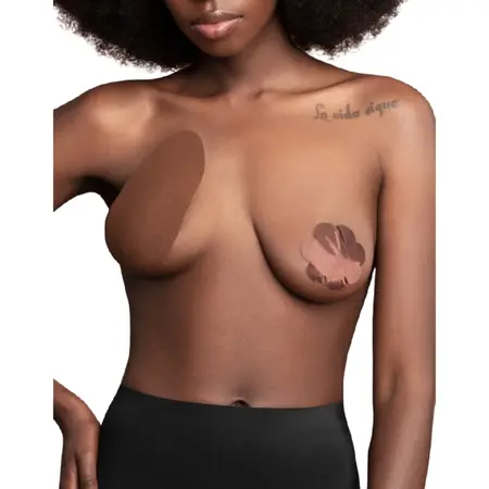 Bye Bra Breast Enhancer Pads & 3 Satin Brown Covers - Cotton, Reusable