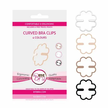 Bye Bra Ergonomic Foldable Bra Clips Set of 3 with Travel Bag