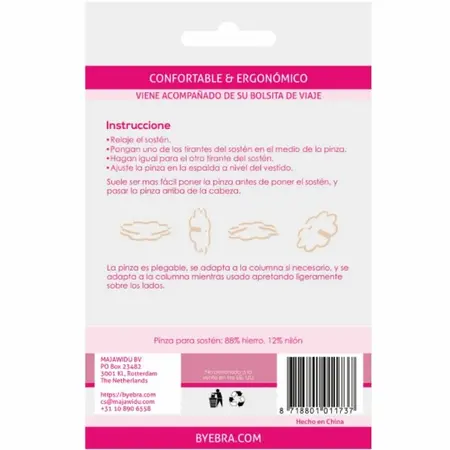 Bye Bra Ergonomic Foldable Bra Clips Set of 3 with Travel Bag