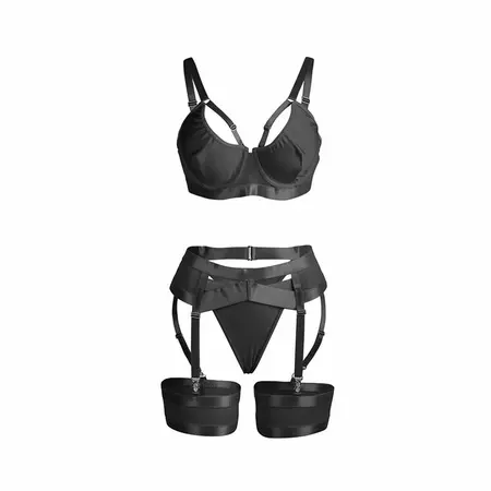 SUBBLIME 955243 Black Lingerie Set with Garter Belt L/XL