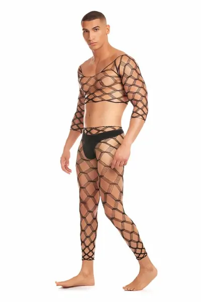RAINBOW PARTY Future Mode 3-Piece Set Black L/XL - Bold Mesh Design