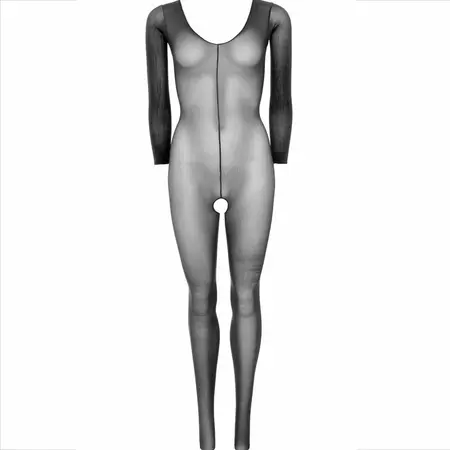 Leg Avenue Bodystocking Long Sleeve Black One Size Nylon