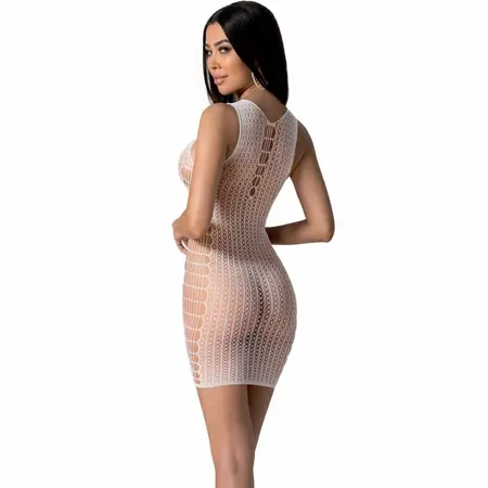 PASSION BS097 White Bodystocking One Size - Elegant Mesh Design