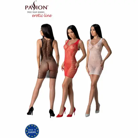 PASSION BS097 White Bodystocking One Size - Elegant Mesh Design
