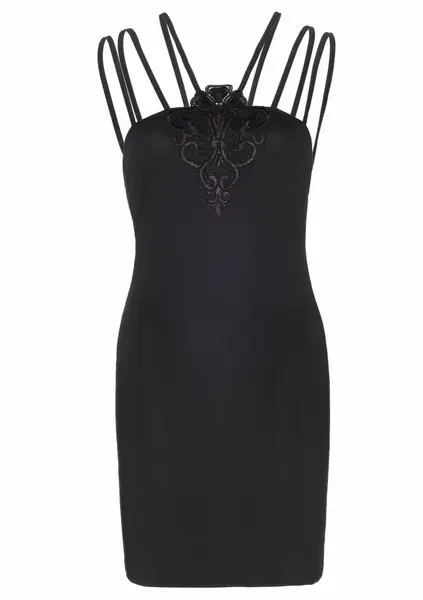 Felicia Spandex Bodycon Dress with Embroidered Lace Detail