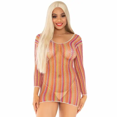 Leg Avenue Zigzag Multicolor Net Mini Dress One Size